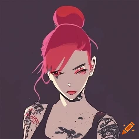 Minimalist Art Of An Anime Woman With Red Hair