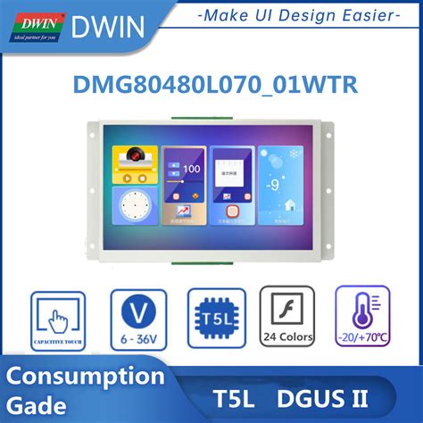 Dwin 7 Inch TFT LCD Display 800 480 HMI Tn Screen Rtp Ta System 16