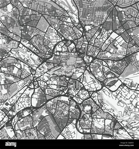 Map Of Leeds In United Kingdom In Grayscale Contains Layered Vector