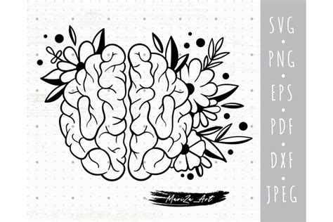 Floral Brain Mental Health Concept Svg File For Cricut Png