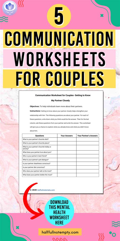 Free Couples Communication Worksheets