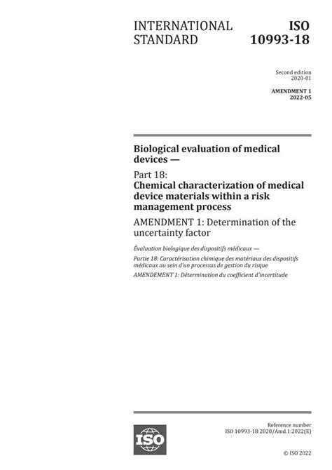 Iso Amd Biological Evaluation Of Medical Devices