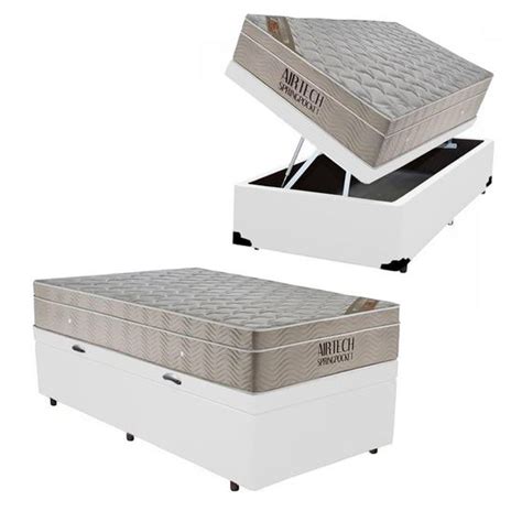 Cama Box Ba Solteiro Sint Tico Colch O Molas Ensacadas Airtech