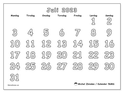 Kalender Juli 2023 Til Print 56ms” Michel Zbinden Da