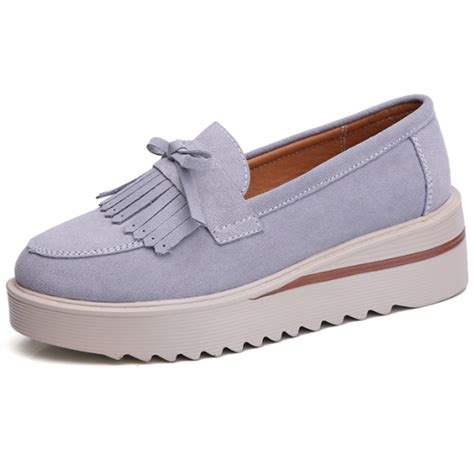 Comfy Slip-On Suede Tassel Platform Shoes – Comfy Platform Shoes