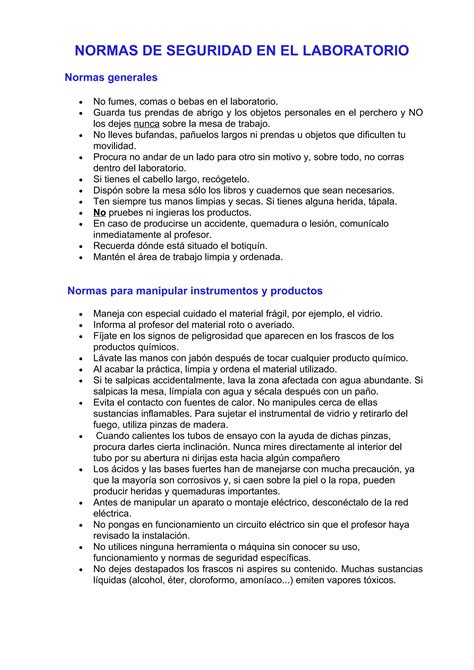 Normas De Seguridad En El Laboratorio 2011 PDF Descarga Gratuita