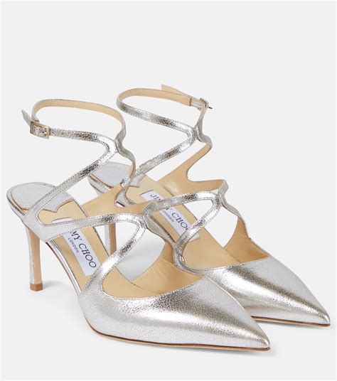 Azia Metallic Leather Pumps In Silver Jimmy Choo Mytheresa