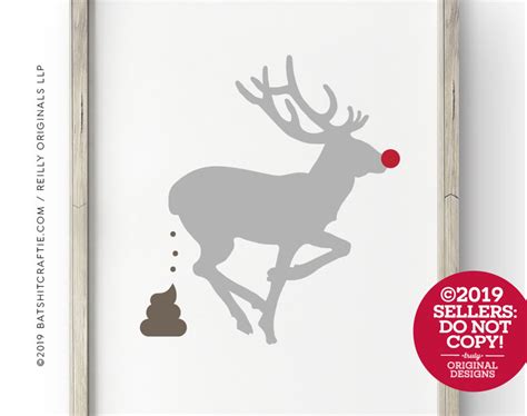 Funny Printable Christmas Decor Reindeer Poop Humorous Etsy