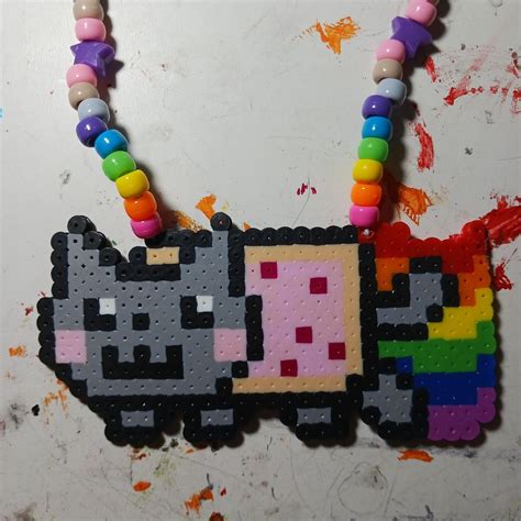 Nyan Cat Perler Kandi Necklace Inches Depop