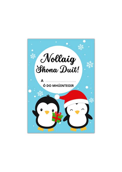 Nótaí le “Nollaig Shona Duit” – Christmas Penguin cards – Mol an Óige