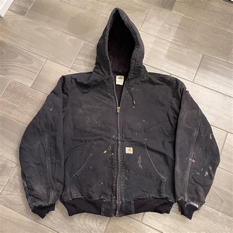 Vintage Carhartt Zip Up Work Wear Jacket Black With Depop