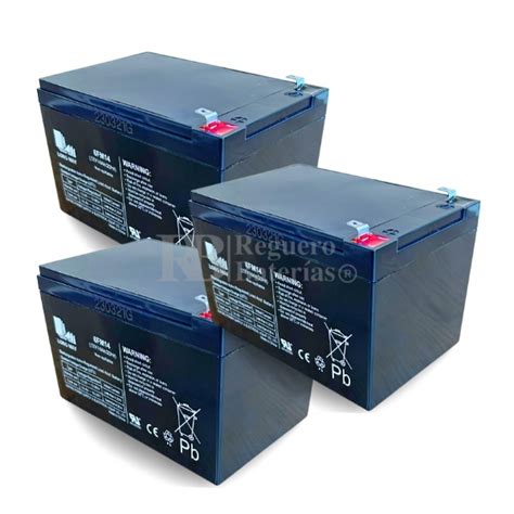3 baterías 12 Voltios 14 Amperios Long Way 6-FM14R - Baterias para todo ...