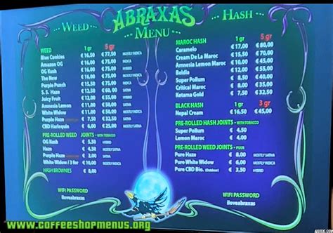 Abraxas Menus archive - coffeeshopmenus.org