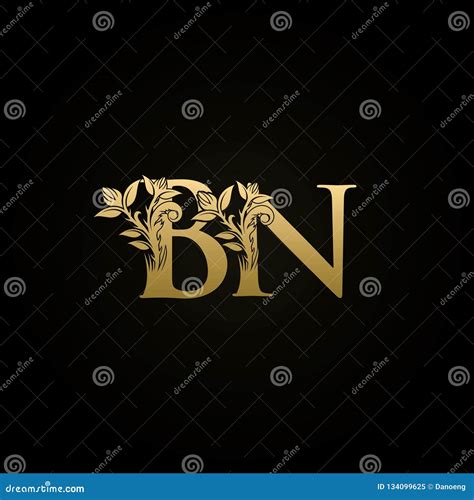 Logotipo Floral De Lujo De La Letra De Los Bn De Las Crestas Del Oro