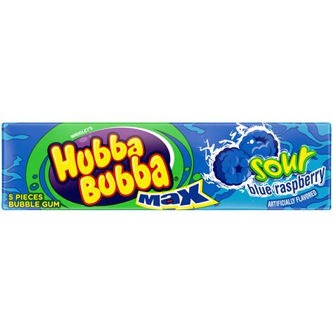 Hubba Bubba Max Sour Blue Raspberry Bubble Gum 5 Piece Pack