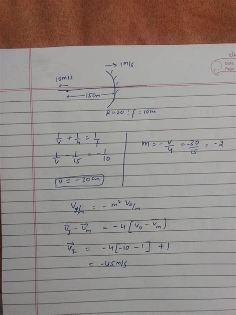 What Is The Velocity In Cm S Of Image In Situation Shown Below O