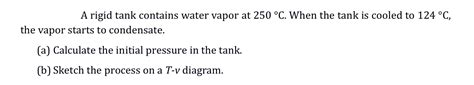 Solved A Rigid Tank Contains Water Vapor At C When The Chegg