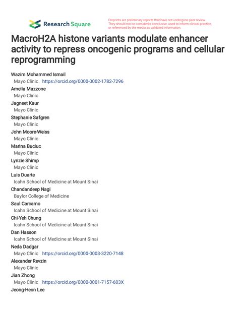 PDF MacroH2A Histone Variants Modulate Enhancer Activity To Repress