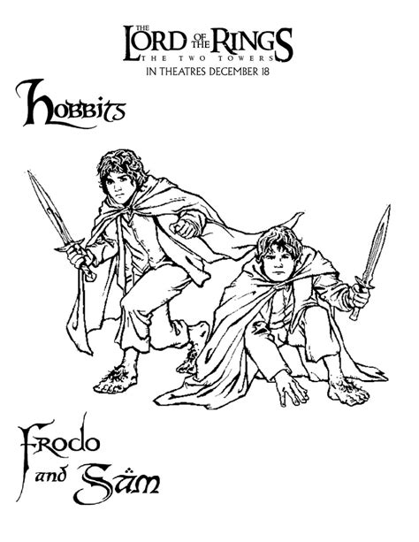 Frodo And Sam Lotr Ttt Coloring Page Lord Of The Rings Character