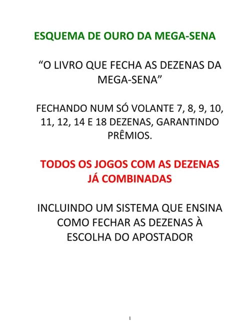 Esquema De Ouro Da Mega Sena Otimo PDF