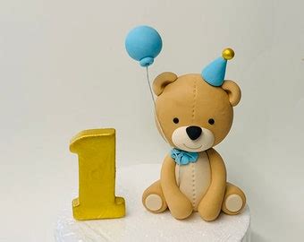 Fondant Teddy Bear With Balloons Birthday Cake Cake Topper Atelier