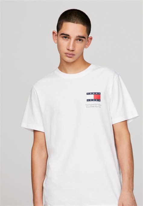 Tommy Jeans Essential Flag Tee T Shirt Basic White Weiß Zalando De