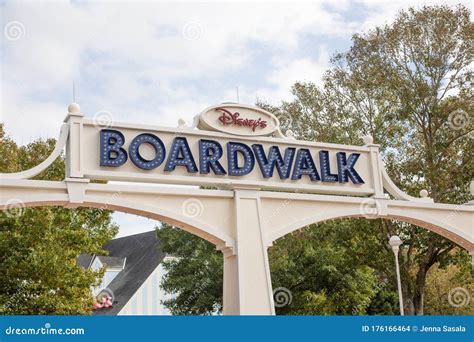 Disney`s Boardwalk Resort And Villas Sign In Orlando Florida Editorial