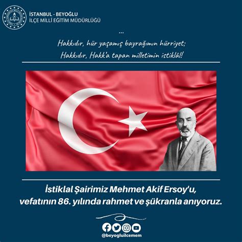 İstiklal Şairimiz Mehmet Akif Ersoy u Rahmet ve Şükranla Anıyoruz