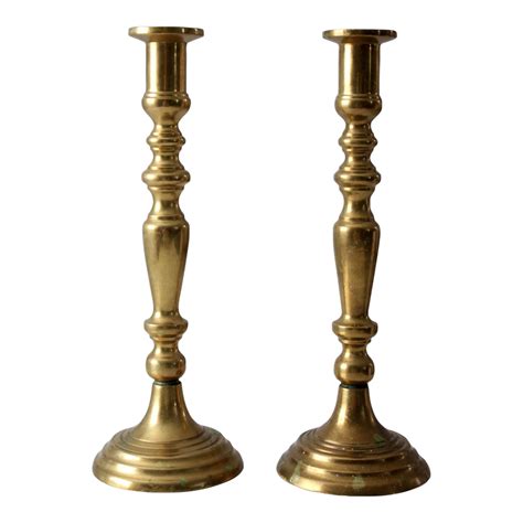 Antique Brass Candlestick Holders Pair Chairish