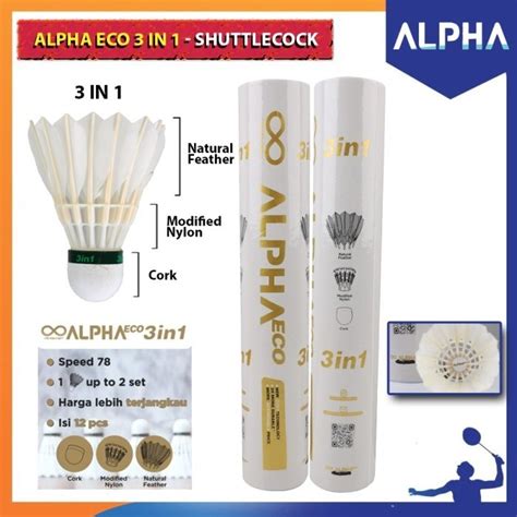 Jual Shuttlecock Badminton Cock ALPHA PRO ALPHA ECO 3 IN 1 WHITE ECO