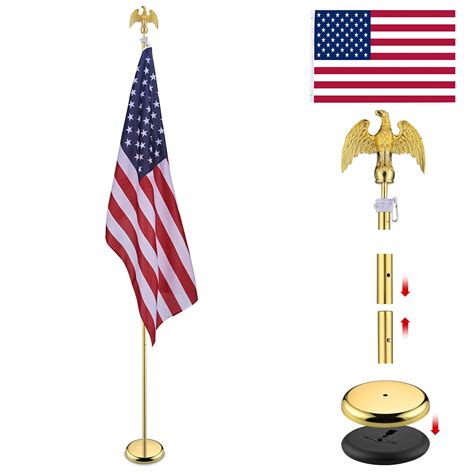 Yescom 8ft Indoor Flagpole Kit Us Flag Set With Eagle Topper And Base