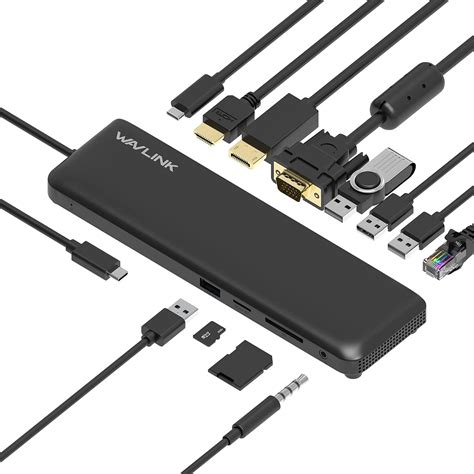 WAVLINK Estación de acoplamiento USB C adaptador tipo C de triple