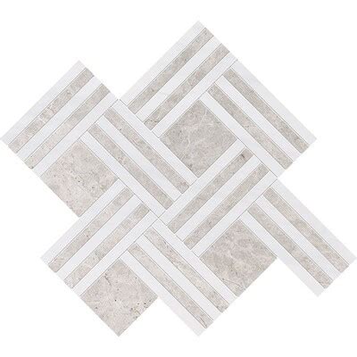 White Carrara Bardiglio Honed Basket Weave Marble Mosaic X X