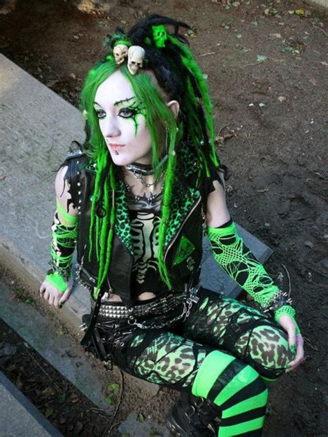 Green Black Gothic Punk Outfit Cybergoth Fashion Cybergoth Goth Girls