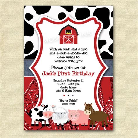 Free Farm Themed Birthday Party Invitations Template Download