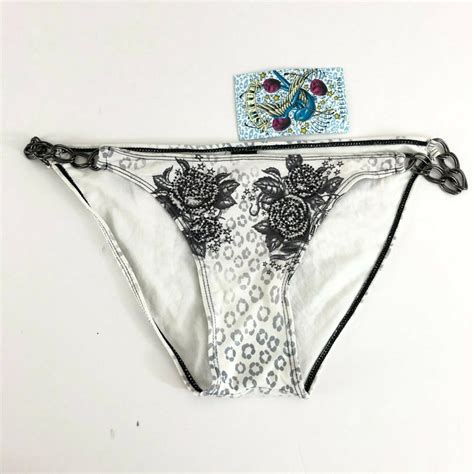 Affliction Women S White And Black Bikini And Tankini Bottoms Depop