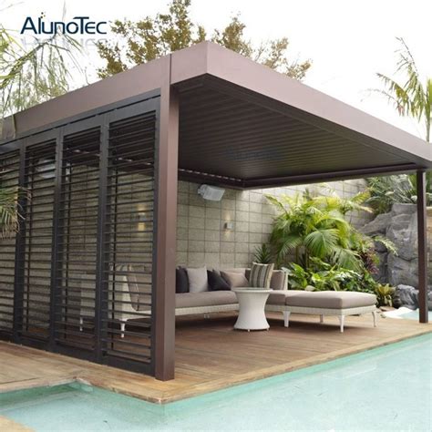 Hot Item AlunoTec Customized Motorized Rain Cover Louvered Pergola