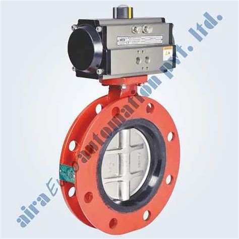 Pneumatic Triple Eccentric Off Set Disc Double Flange Butterfly Valve