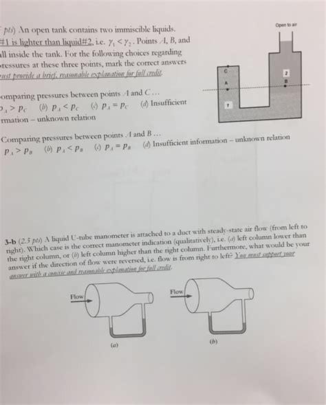 Solved Pts An Open Tank Contains Two Immiscible Liquids Chegg