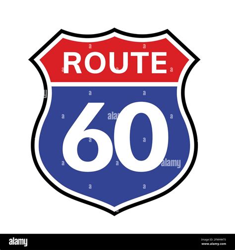 60 Route Sign Icon Vector Road 60 Highway Interstate American Freeway