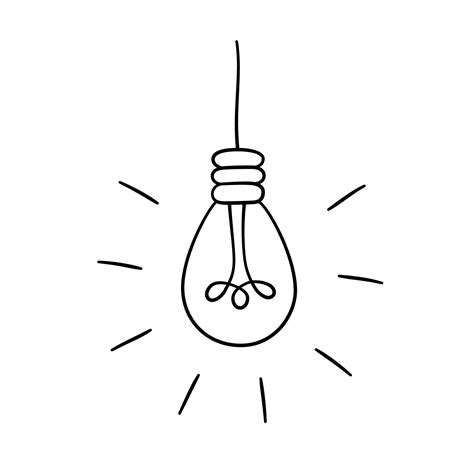 Hand Drawn Vector Light Bulbs Loft Lamps In Doodle Style