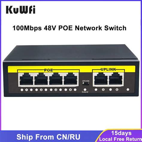 Kuwfi Poe Switch 48v 100mbps Wifi Smart Ip Switch 4 8 Ports Poe Standard Rj45 Injector Switcher