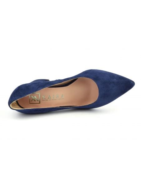 Escarpins Bouts Pointus Cuir Daim Bleu Marine Xa Xaira