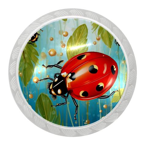 Ladybird Ladybug Coccinella Septempunctata Pattern Pcs Cabinet Knob