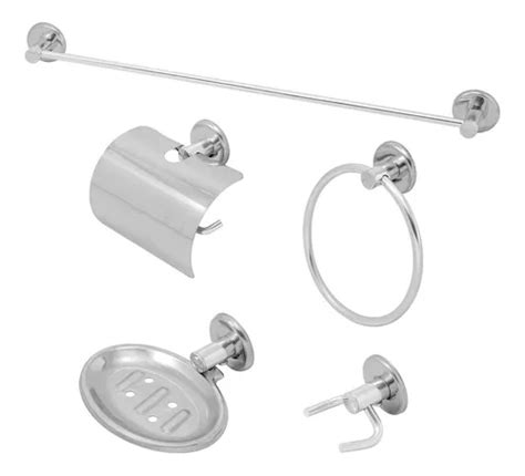 2 Kit Acess P Banheiro Aço Inox 5 Pçs 1 Torneira Lavatório Frete grátis