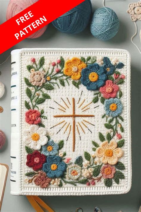 Crochet Floral Bible Cover Crochet Book Cover Crochet Mandala