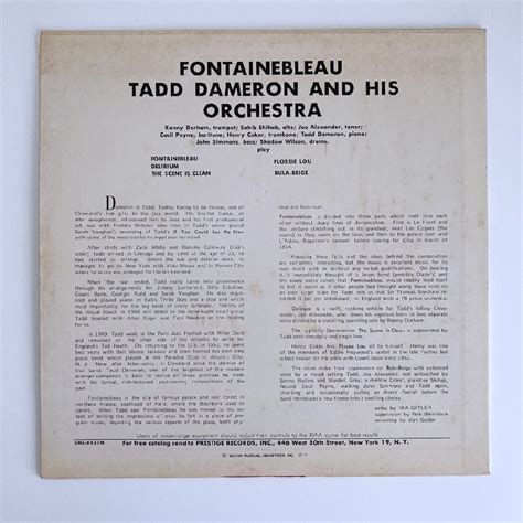 Yahooオークション Lp Tadd Dameron Fontainebleau タッド・ダ