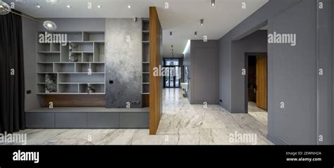 Modern Interior Of Luxury Apartment Grey Tones And Wooden Design