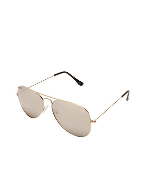 Buy Roadies Unisex Mirrored Lens And Gold Toned Aviator Sunglasses With Uv Protected Lens