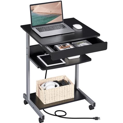 Yaheetech H Laptop Computer Desk With Power Outlet Black